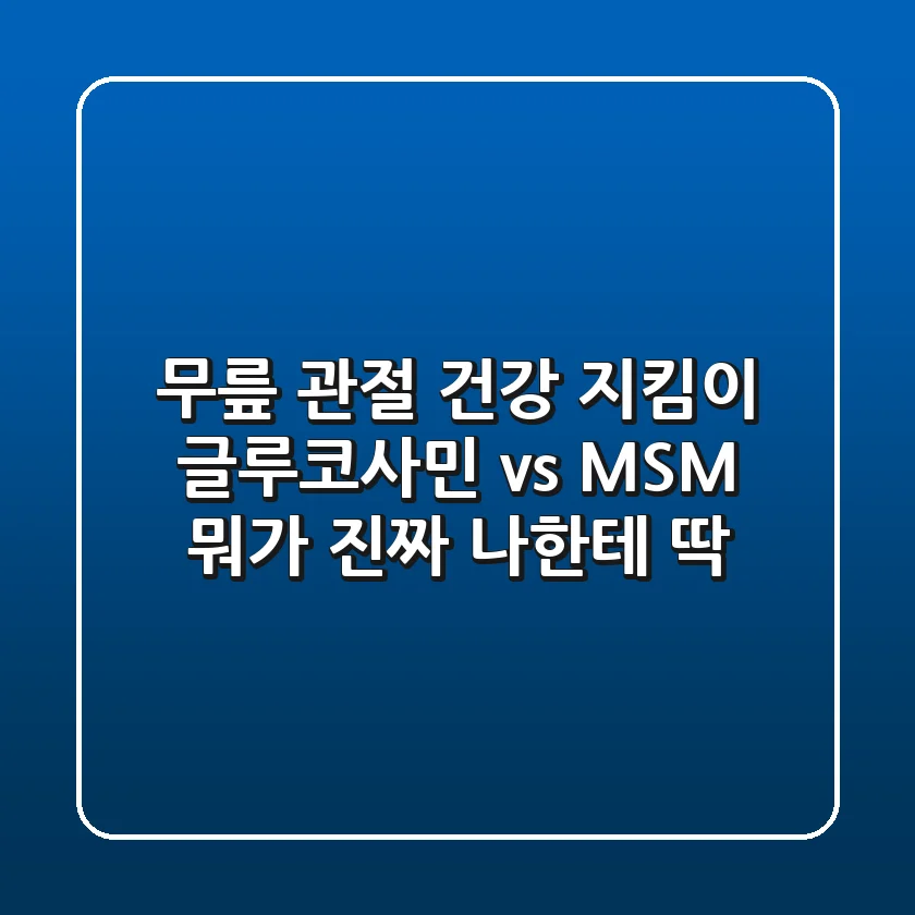무릎 관절 건강 지킴이: 글루코사민 vs MSM, 뭐가 진짜 나한테 딱?