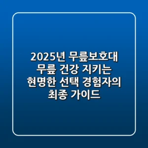 2025년 무릎보호대, 무릎 건강 지키는 현명한 선택 (경험자의 최종 가이드)
