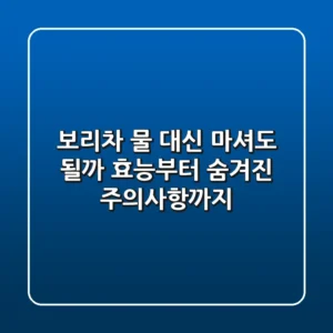 보리차, 물 대신 마셔도 될까? 효능부터 숨겨진 주의사항까지