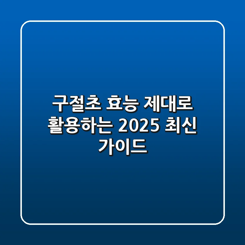 구절초 효능, 제대로 활용하는 2025 최신 가이드