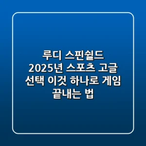 루디 스핀쉴드, 2025년 스포츠 고글 선택! 이것 하나로 게임 끝내는 법