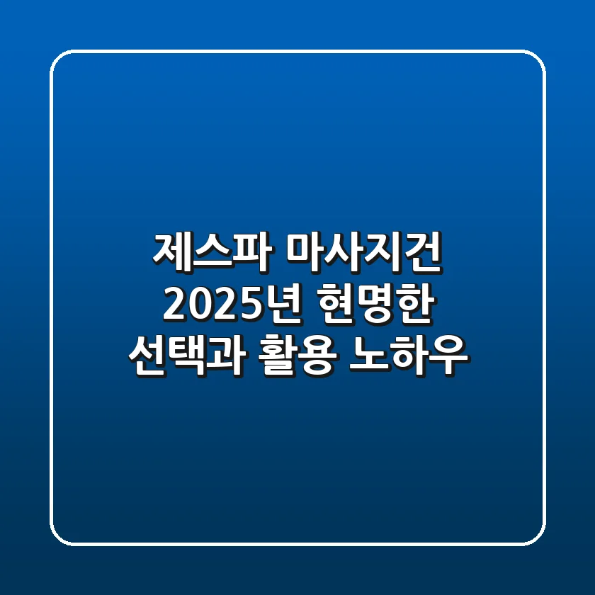 제스파 마사지건, 2025년 현명한 선택과 활용 노하우