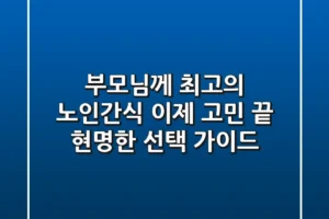 부모님께 최고의 노인간식, 이제 고민 끝! 현명한 선택 가이드
