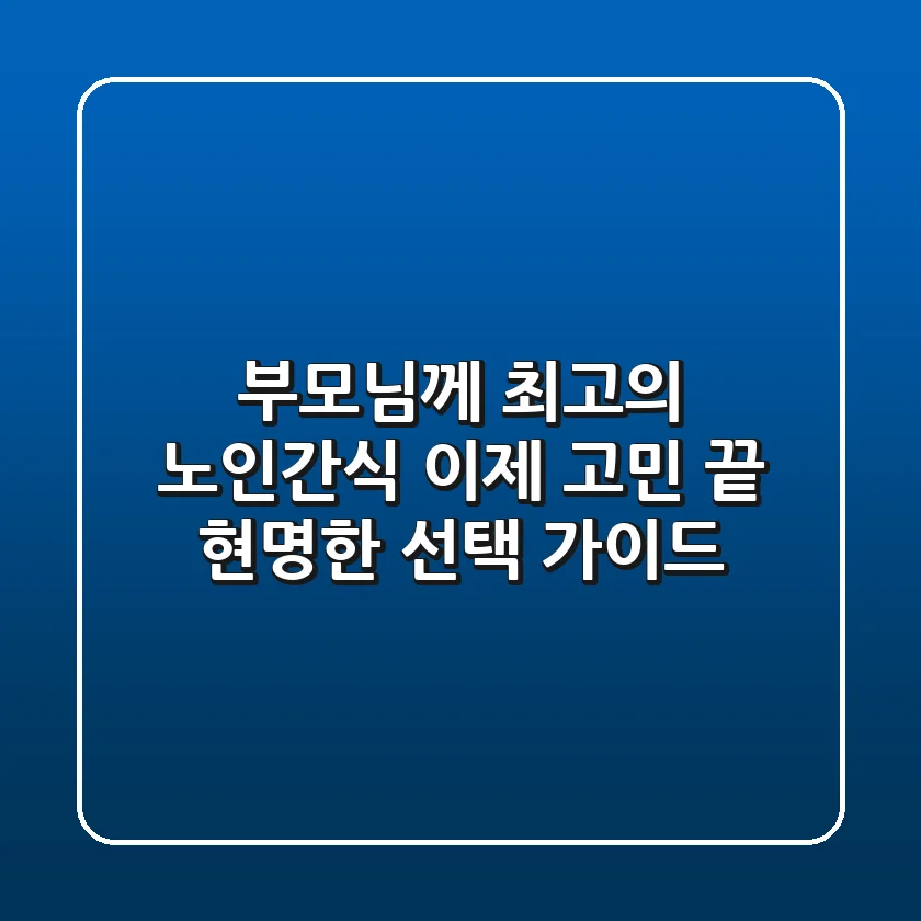 부모님께 최고의 노인간식, 이제 고민 끝! 현명한 선택 가이드