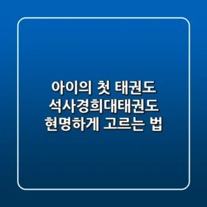 아이의 첫 태권도, 석사경희대태권도 현명하게 고르는 법