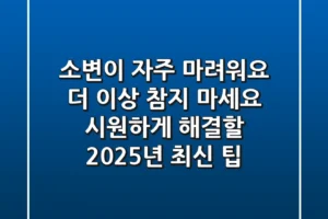 소변이 자주 마려워요? 더 이상 참지 마세요! 시원하게 해결할 2025년 최신 팁