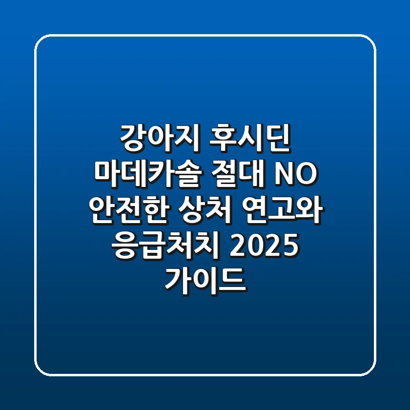 강아지 후시딘, 마데카솔 절대 NO! 안전한 상처 연고와 응급처치 2025 가이드