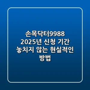 손목닥터9988 2025년 신청 기간, 놓치지 않는 현실적인 방법