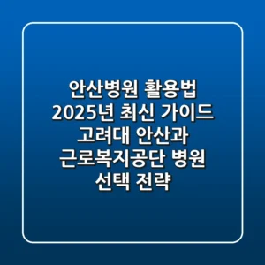 "안산병원" 활용법 2025년 최신 가이드: 고려대 안산과 근로복지공단 병원 선택 전략
