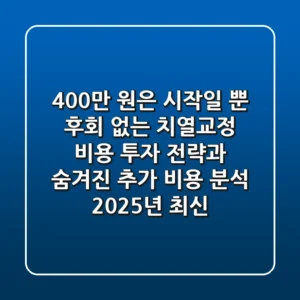 "400만 원은 시작일 뿐", 후회 없는 치열교정 비용 투자 전략과 숨겨진 추가 비용 분석 (2025년 최신)