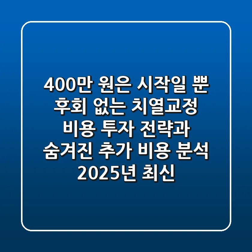 "400만 원은 시작일 뿐", 후회 없는 치열교정 비용 투자 전략과 숨겨진 추가 비용 분석 (2025년 최신)