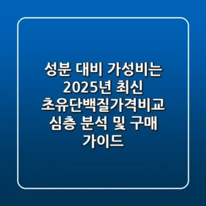 "성분 대비 가성비는?", 2025년 최신 초유단백질가격비교 심층 분석 및 구매 가이드