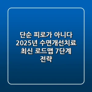 "단순 피로가 아니다", 2025년 수면개선치료 최신 로드맵 7단계 전략