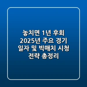 "놓치면 1년 후회", 2025년 주요 경기 일자 및 빅매치 시청 전략 총정리