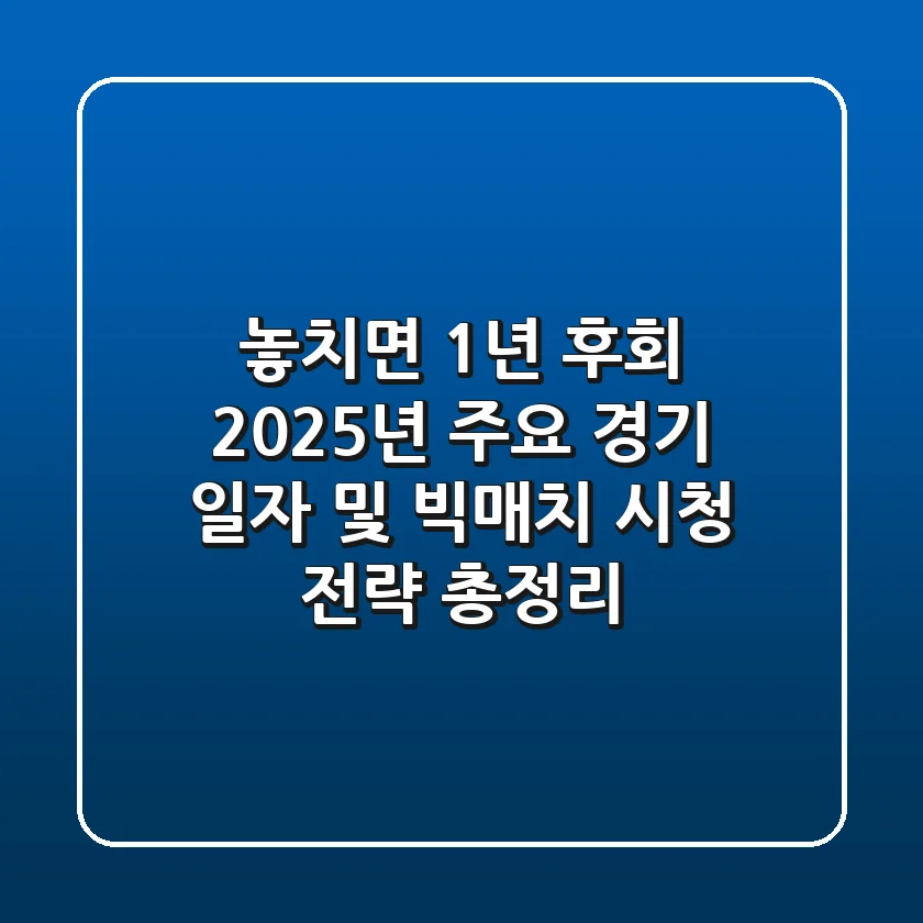 "놓치면 1년 후회", 2025년 주요 경기 일자 및 빅매치 시청 전략 총정리