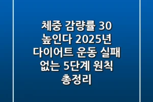 “체중 감량률 30% 높인다”, 2025년 다이어트 운동, 실패 없는 5단계 원칙 총정리
