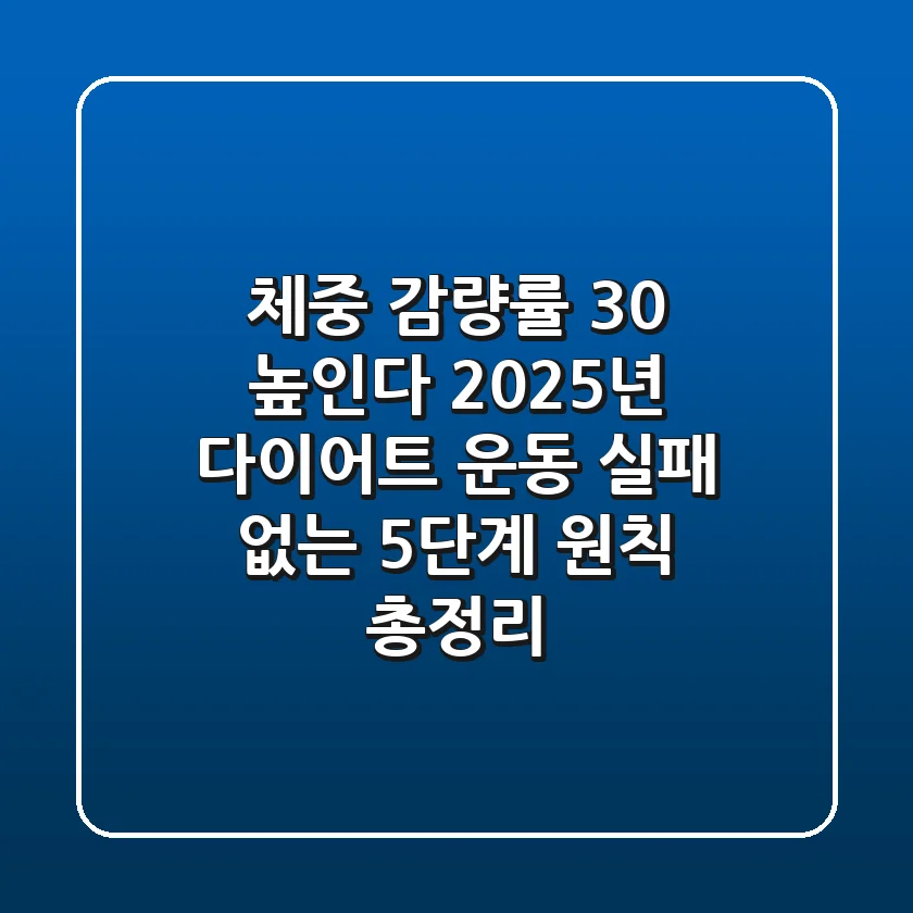 "체중 감량률 30% 높인다", 2025년 다이어트 운동, 실패 없는 5단계 원칙 총정리
