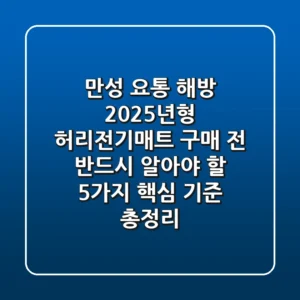 "만성 요통 해방?", 2025년형 허리전기매트 구매 전 반드시 알아야 할 5가지 핵심 기준 총정리