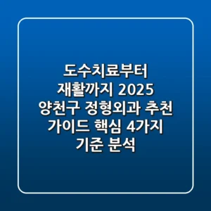 “도수치료부터 재활까지”, 2025 양천구 정형외과 추천 가이드 핵심 4가지 기준 분석