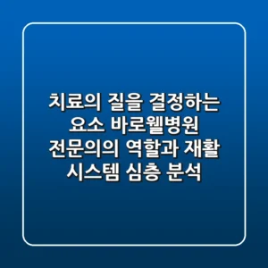 "치료의 질을 결정하는 요소", 바로웰병원 전문의의 역할과 재활 시스템 심층 분석