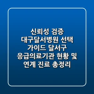 "신뢰성 검증", 대구달서병원 선택 가이드: 달서구 응급의료기관 현황 및 연계 진료 총정리