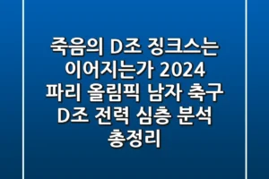 “죽음의 D조 징크스는 이어지는가?”, 2024 파리 올림픽 남자 축구 D조 전력 심층 분석 총정리