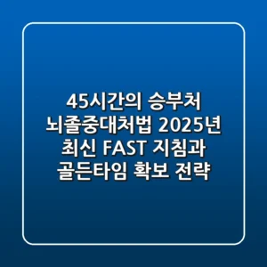 "4.5시간의 승부처", 뇌졸중대처법: 2025년 최신 FAST 지침과 골든타임 확보 전략