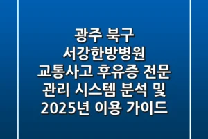 “광주 북구 서강한방병원, ‘교통사고 후유증’ 전문 관리 시스템 분석 및 2025년 이용 가이드”