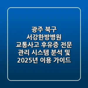 "광주 북구 서강한방병원, '교통사고 후유증' 전문 관리 시스템 분석 및 2025년 이용 가이드"