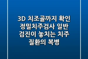 “3D 치조골까지 확인”, 정밀치주검사, 일반 검진이 놓치는 치주 질환의 복병