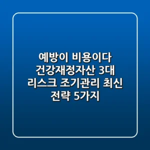 "예방이 비용이다", 건강/재정/자산 3대 리스크 조기관리 최신 전략 5가지