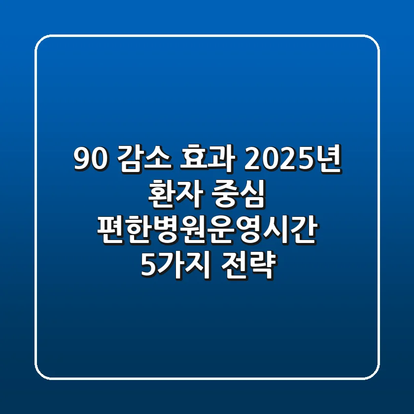 "90% 감소 효과", 2025년 환자 중심 편한병원운영시간 5가지 전략