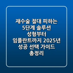 "재수술 절대 피하는 5단계 솔루션", 성형부터 임플란트까지 2025년 성공 선택 가이드 총정리