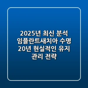 "2025년 최신 분석", 임플란트새치아 수명 20년, 현실적인 유지 관리 전략