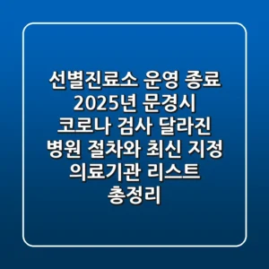 "선별진료소 운영 종료", 2025년 문경시 코로나 검사, 달라진 병원 절차와 최신 지정 의료기관 리스트 총정리