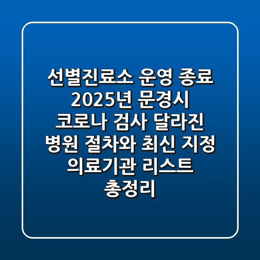 "선별진료소 운영 종료", 2025년 문경시 코로나 검사, 달라진 병원 절차와 최신 지정 의료기관 리스트 총정리