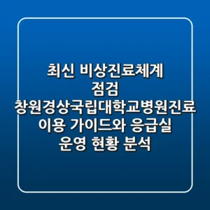 최신 비상진료체계 점검, 창원경상국립대학교병원진료 이용 가이드와 응급실 운영 현황 분석