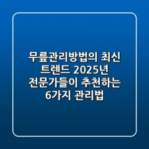 "무릎관리방법의 최신 트렌드: 2025년 전문가들이 추천하는 6가지 관리법"
