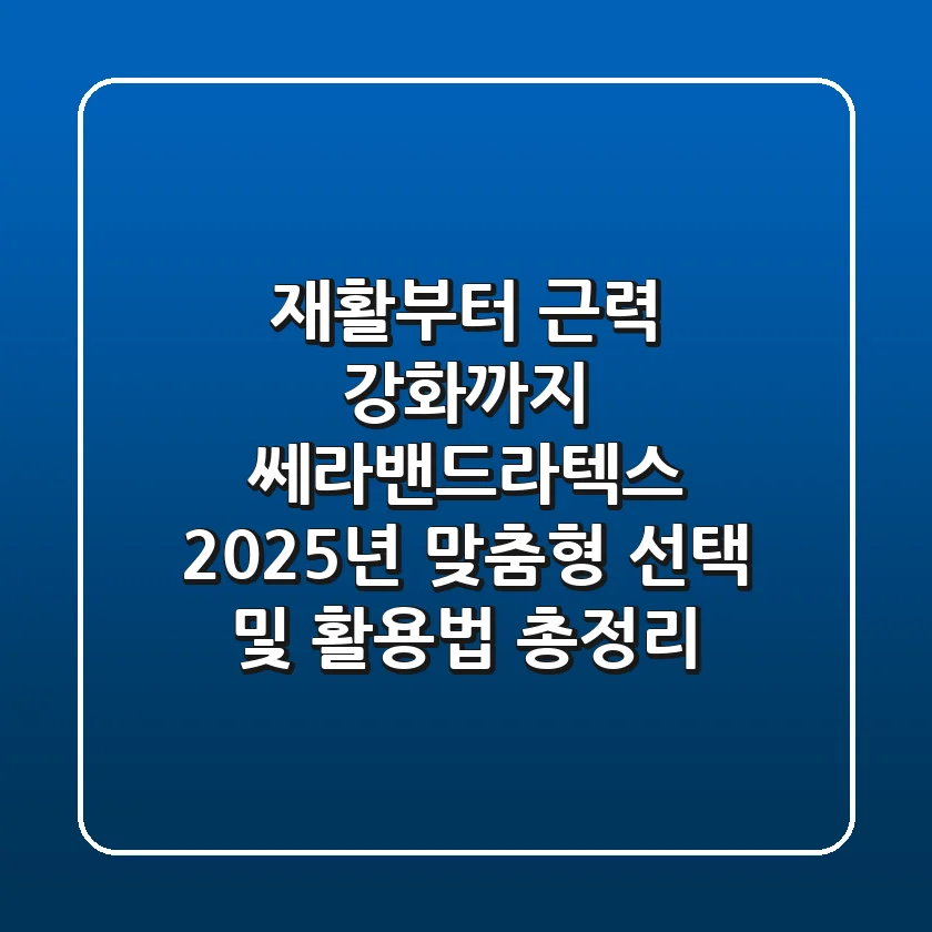 "재활부터 근력 강화까지", 쎄라밴드라텍스 2025년 맞춤형 선택 및 활용법 총정리